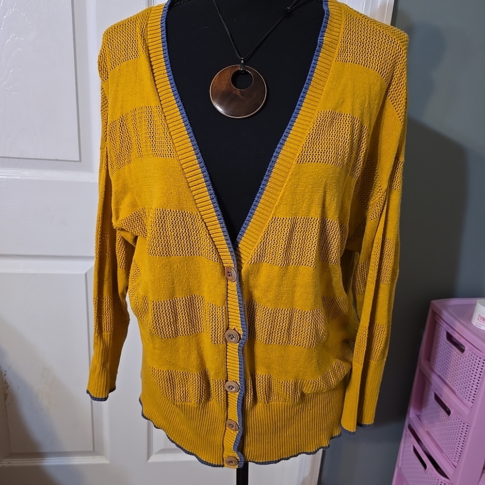 Matilda Jane Mustard and Navy Women's Cardigan